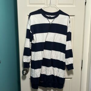 Old Navy Long Sleeve Blue & White Stripe Mini Dress